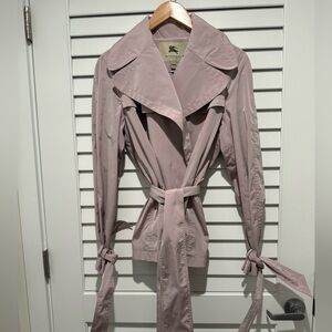 BURBERRY Light Pink Nylon Short Trench Coat
